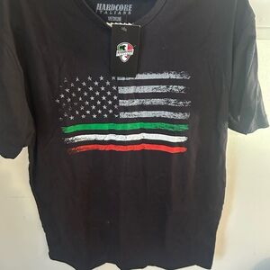 Hardcore Italians Black T-Shirt with Flag Design